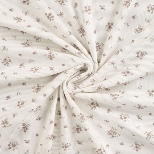 Preview: Ripp Jersey - Haley Flowers - ecru/dusty brown