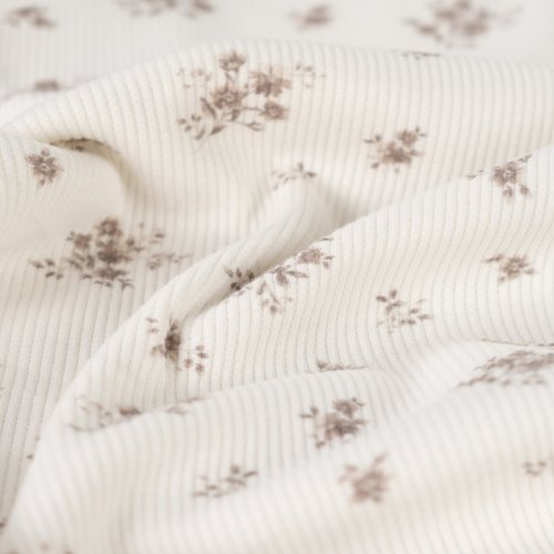 Ripp Jersey - Haley Flowers - ecru/dusty brown