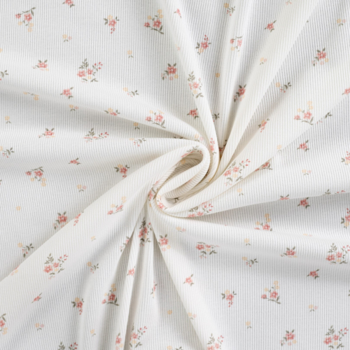 Preview: RESTSTÜCK 1,00m !!! - Rib Jersey - Emilia Bloom - ecru