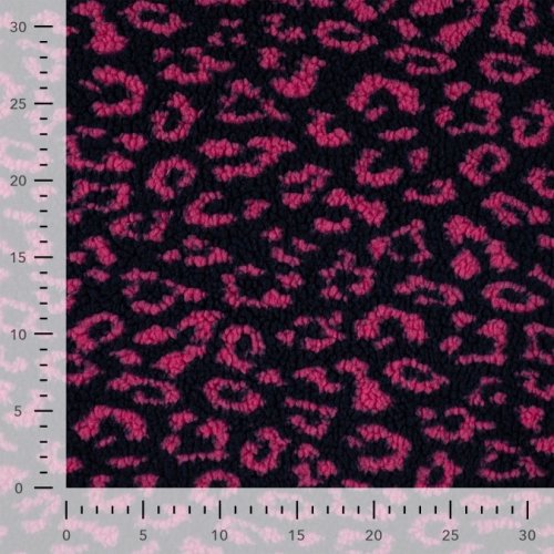 Preview: Teddy Plüsch - Mantelstoff - Maxime Leo - dark navy/fuchsia
