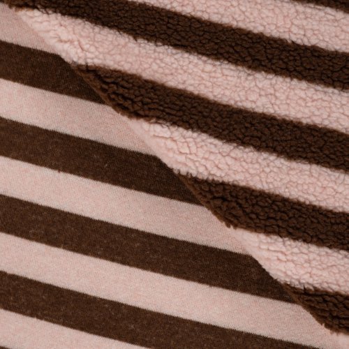 Preview: Teddy Plüsch - Mantelstoff - Leska Streifen - puder/brown