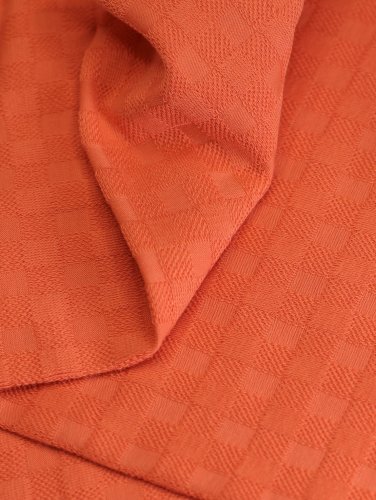 Bio Jacquard Jersey - Chess Knit - mandarin - Mind the Maker