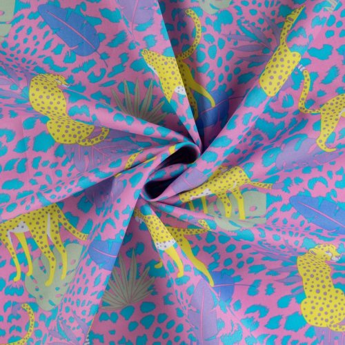 Baumwoll Voile - Meino Leo - rosa/gelb