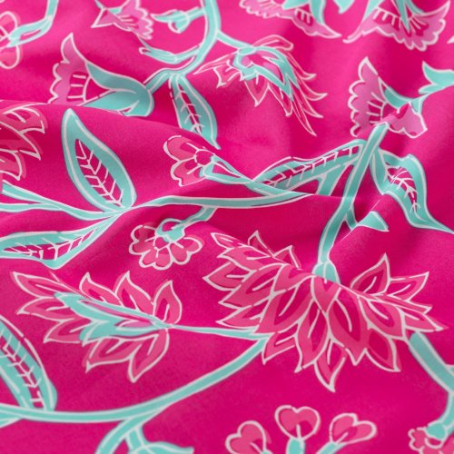 Preview: Baumwoll Voile - Annabella Flowers - fuchsia/türkis