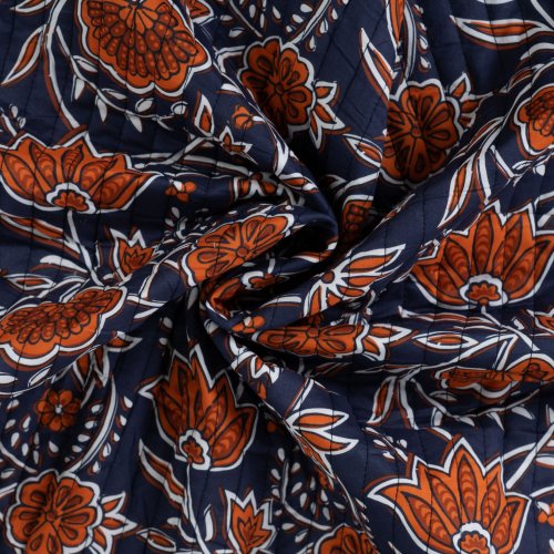 Preview: Doubleface Baumwoll Stepper - Eska - dark navy/rost