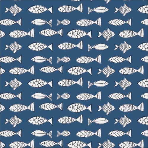 Baumwoll Voile - Fumi Fish - blue/white