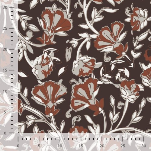 Preview: Baumwoll Voile - Donna Flowers - brown/rost