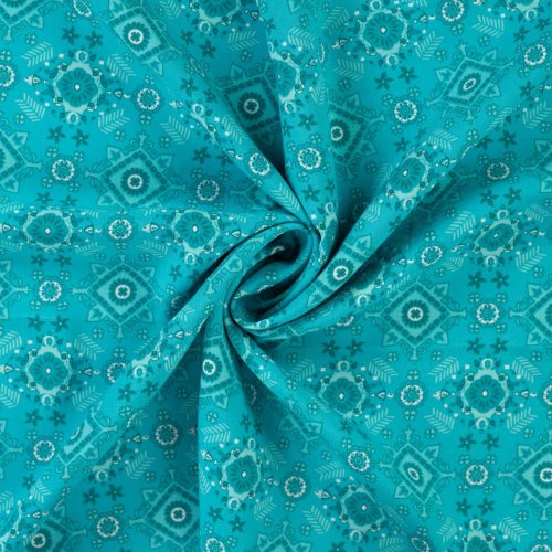 Preview: Viskose Popeline - Maya Boho - petrol/türkis