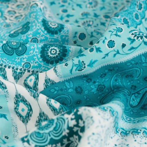 Preview: Viskose - Denise - Patchwork - türkis