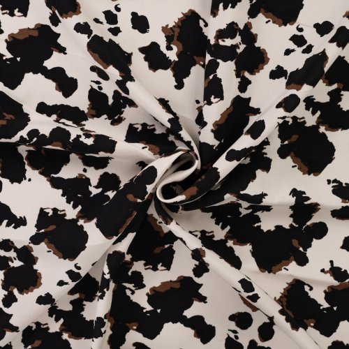 Preview: Viskose Popeline - Hikari Leo - ecru/braun/schwarz