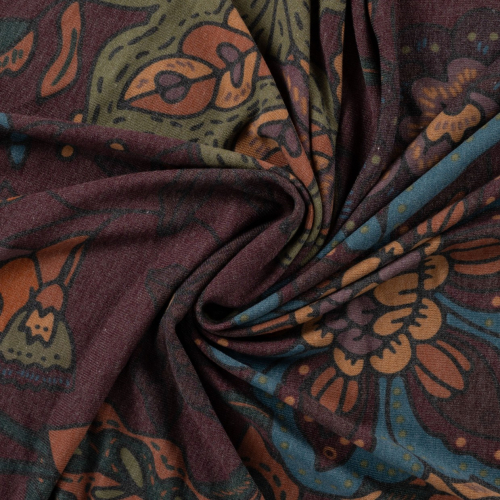 Viskose Feinstrickjersey - Gerdis Flower - bordeaux