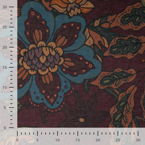 Preview: Viskose Feinstrickjersey - Gerdis Flower - bordeaux