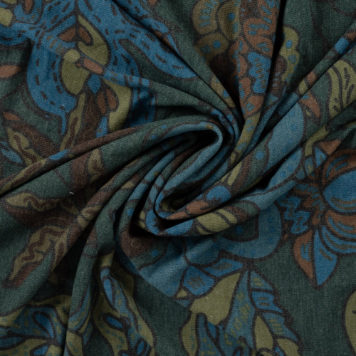 Viskose Feinstrickjersey - Gerdis Flower - petrol