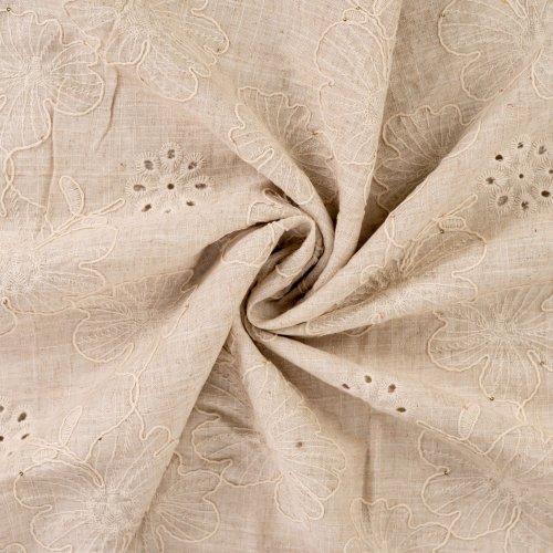 Viskose Leinen - bestickt - Pailetten - Tracy - sand/gold