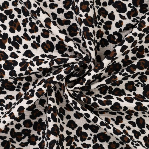 Preview: Baumwoll Seersucker - gesteppt - Leo - sand/brown/black