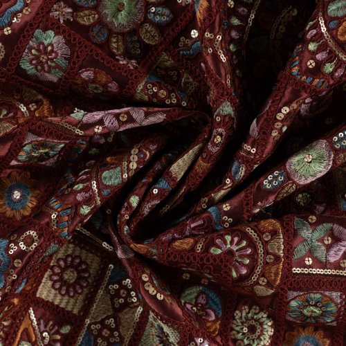 Preview: Jacken Patchwork Stoff - Priya - bordeaux