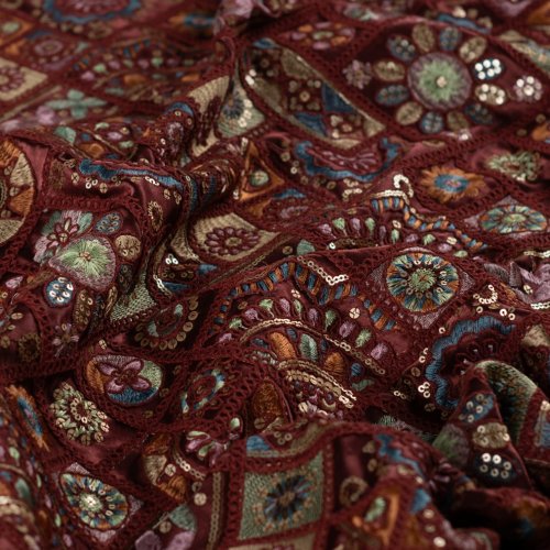 Jacken Patchwork Stoff - Priya - bordeaux