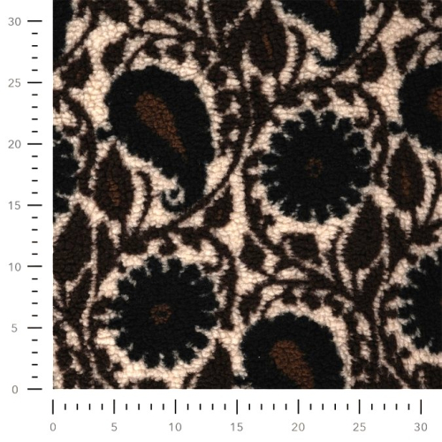Preview: Teddy Plüsch - Mantelstoff - Paisley - dark brown