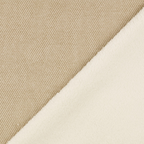 Preview: RESTSTÜCK 0,40m !!! - Chenille Strick mit Teddyabseite - Caprice - beige