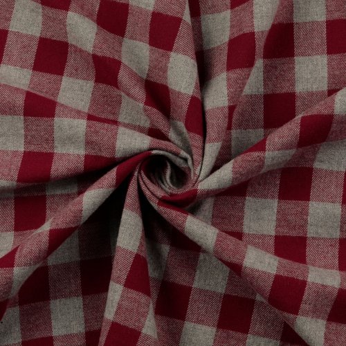Baumwoll Flanell - Sveta - rot/grau