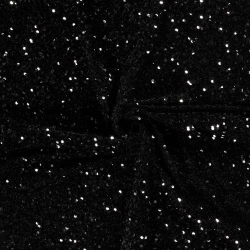 Preview: Paillettenstoff - schwarz