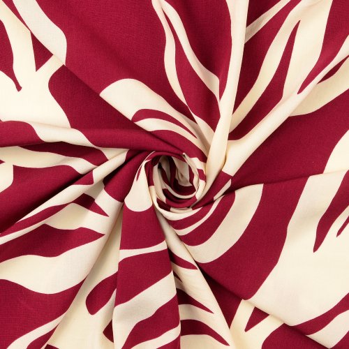 Viskose Popeline - Abstract Jungle - beere/creme