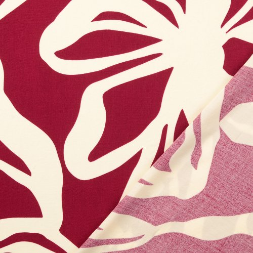 Preview: Viskose Popeline - Abstract Jungle - beere/creme