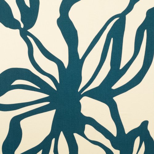 Preview: Viskose Popeline - Abstract Jungle - petrol/creme
