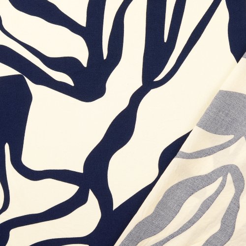 Preview: Viskose Popeline - Abstract Jungle - marine/creme
