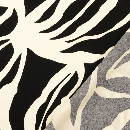 Preview: Viskose Popeline - Abstract Jungle - schwarz/creme