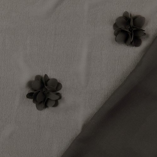 Preview: Chiffon - mit Blütenapplikation - black