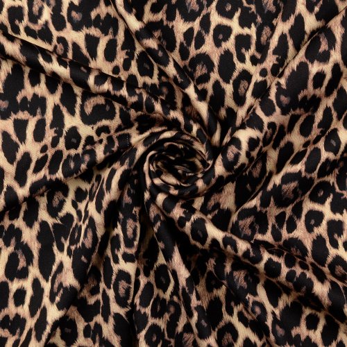 Viskosesatin - matt - Wild Chic Leo - beige/black