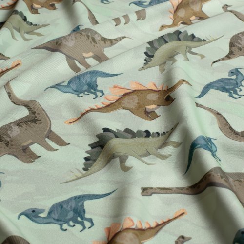 Badestoff Jersey - Dinosaur - mint