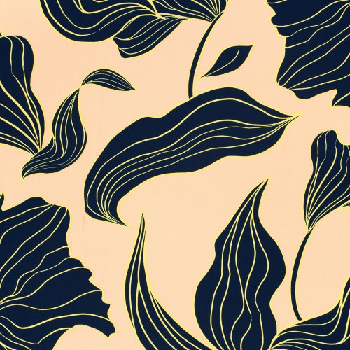 Viskosesatin - matt - Maila Flowers - lachs/navy