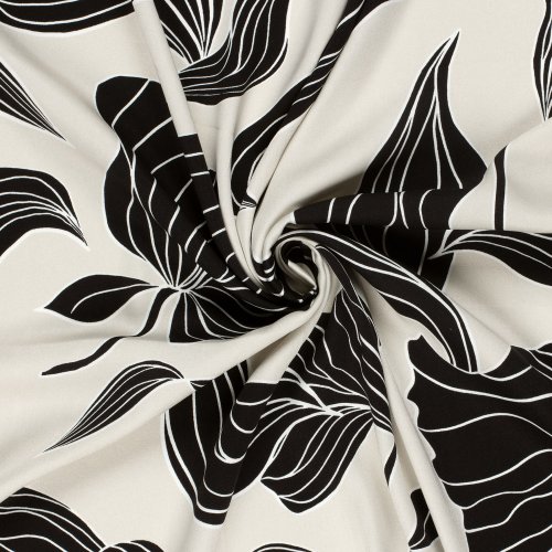 Viskosesatin - matt - Maila Flowers - beige/black
