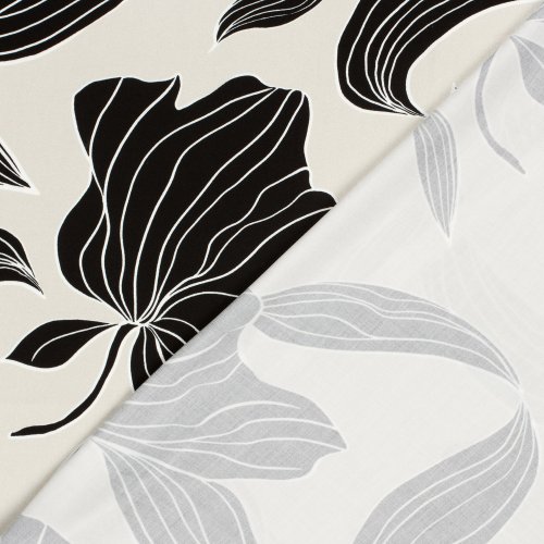 Viskosesatin - matt - Maila Flowers - beige/black
