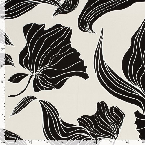 Viskosesatin - matt - Maila Flowers - beige/black