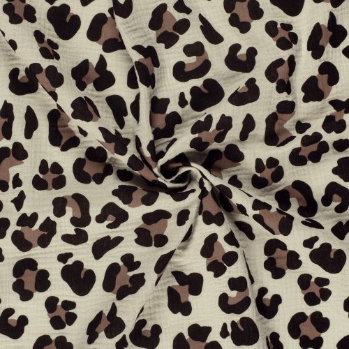 Preview: RESTSTÜCK 1,20m !!! - Musselin - Panther - beige