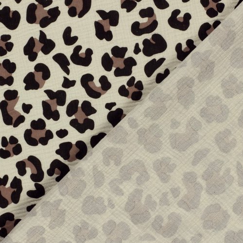 Preview: RESTSTÜCK 1,20m !!! - Musselin - Panther - beige