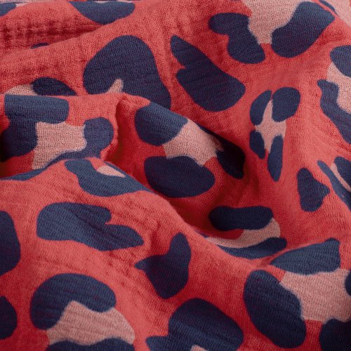 RESTSTÜCK 0,80m !!! - Musselin - Panther - fuchsia