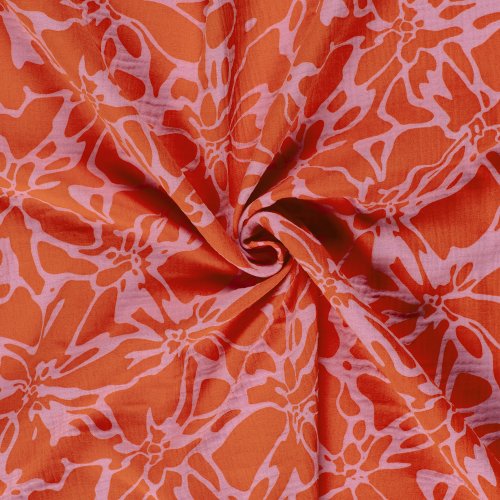 Musselin - Alenia - orangerot/rosa