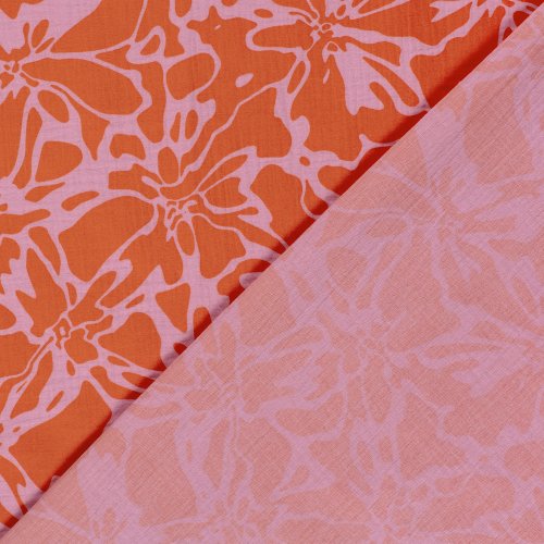 Musselin - Alenia - orangerot/rosa