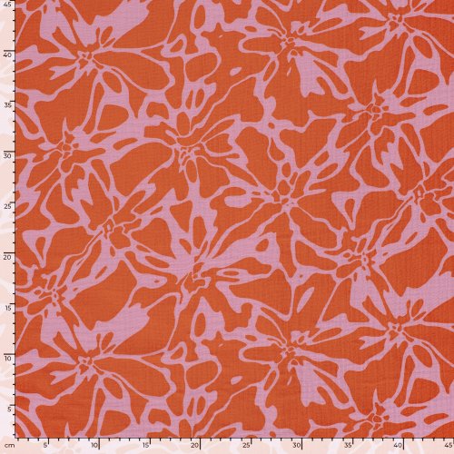 Musselin - Alenia - orangerot/rosa
