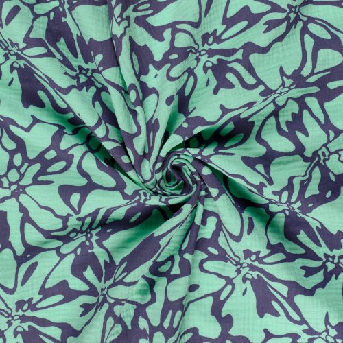 Musselin - Alenia - türkis/blau