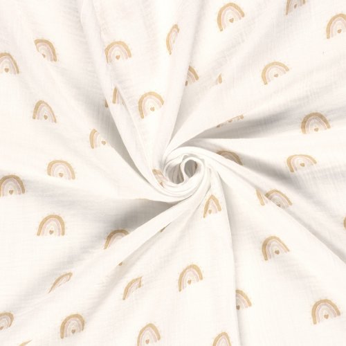 Musselin - Nature Rainbow - offwhite