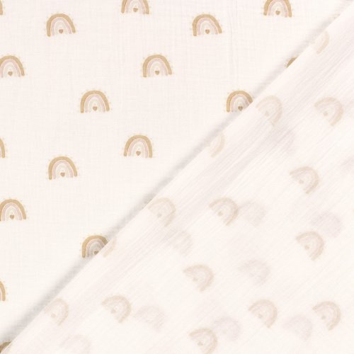 Musselin - Nature Rainbow - offwhite