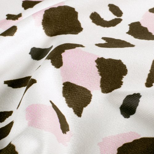 Preview: Frottee Strandtuch Stoff - Leo - naturweiß/braun/rosa
