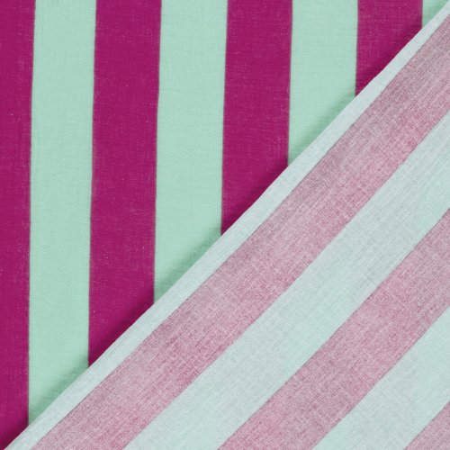 Preview: Musselin - Big Stripes - türkis/pink