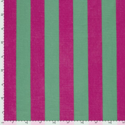 Musselin - Big Stripes - grün/pink