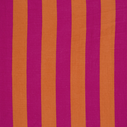 Preview: RESTSTÜCK 0,70m !!! - Musselin - Big Stripes - orange/pink